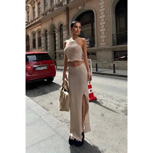 Elena Yırtmaç Detay Crop Takım 9834