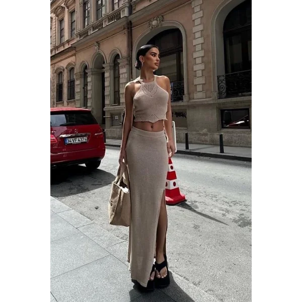 Elena Yırtmaç Detay Crop Takım 9834