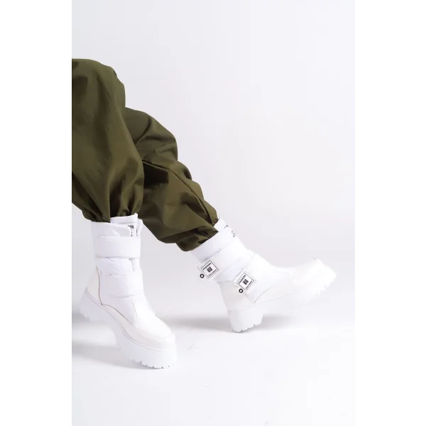 ELISA Cırt Cırtlı  Paraşüt Kumaş Rugan Kadın Bot RBT - Beyaz