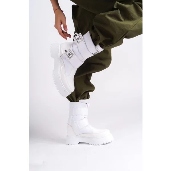 ELISA Cırt Cırtlı  Paraşüt Kumaş Rugan Kadın Bot RBT - Beyaz