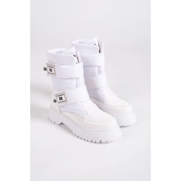 ELISA Cırt Cırtlı  Paraşüt Kumaş Rugan Kadın Bot RBT - Beyaz