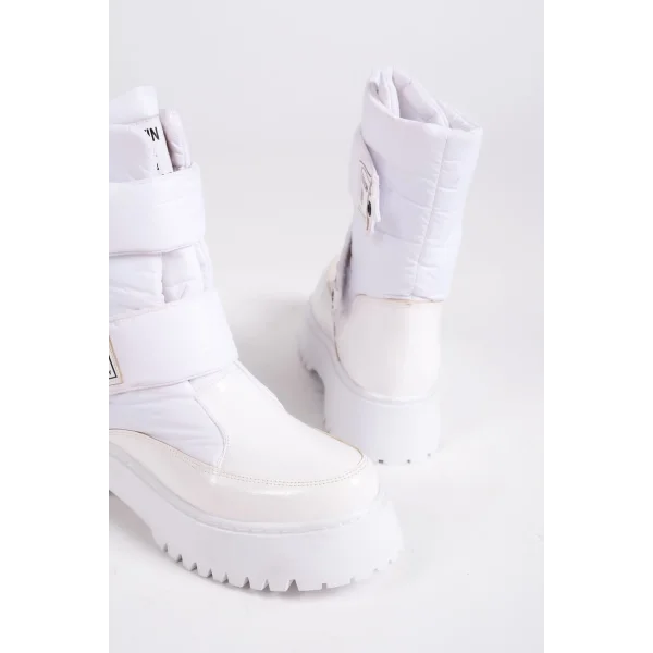 ELISA Cırt Cırtlı  Paraşüt Kumaş Rugan Kadın Bot RBT - Beyaz