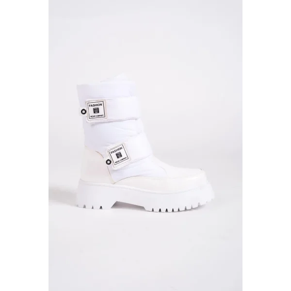 ELISA Cırt Cırtlı  Paraşüt Kumaş Rugan Kadın Bot RBT - Beyaz