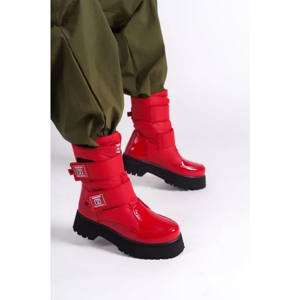 ELISA Cırt Cırtlı  Paraşüt Kumaş Rugan Kadın Bot RST - Kırmızı