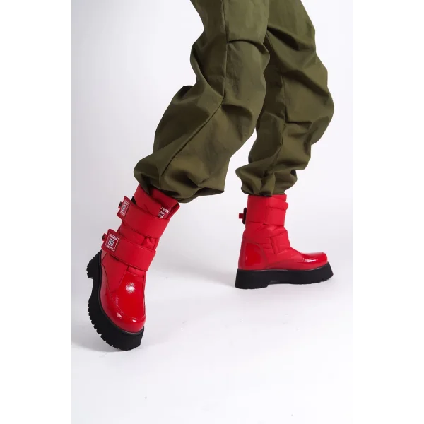 ELISA Cırt Cırtlı  Paraşüt Kumaş Rugan Kadın Bot RST - Kırmızı