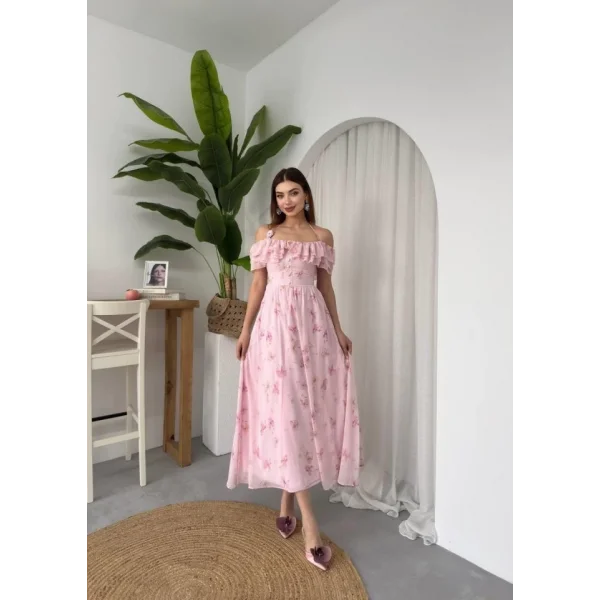 Elmi Çiçek Detaylı Elbise