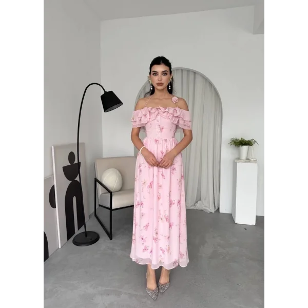 Elmi Çiçek Detaylı Elbise