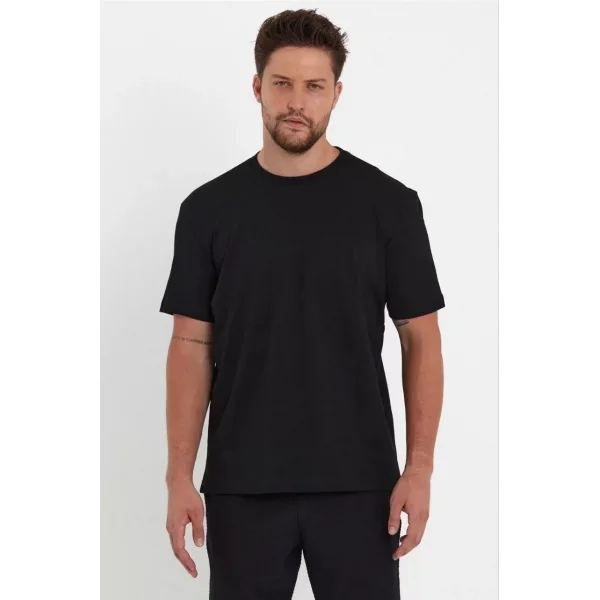 Erkek 24/1 Düz A Kalite Oversize T-shirt - Siyah