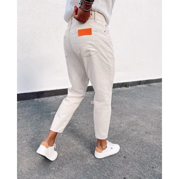 Erkek Açık Krem Yırtık Detaylı Boyfriend Jean