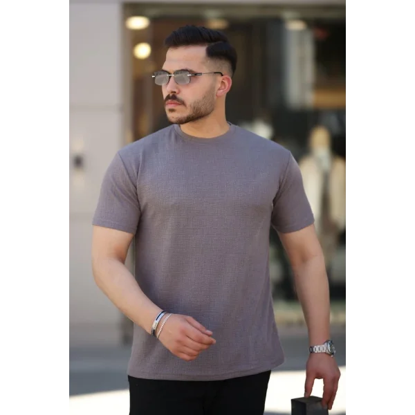 Erkek Ağaç Kabuğu Desenli Kısa Kollu T-shirt