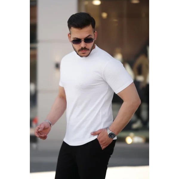 Erkek Ağaç Kabuğu Desenli Kısa Kollu T-shirt