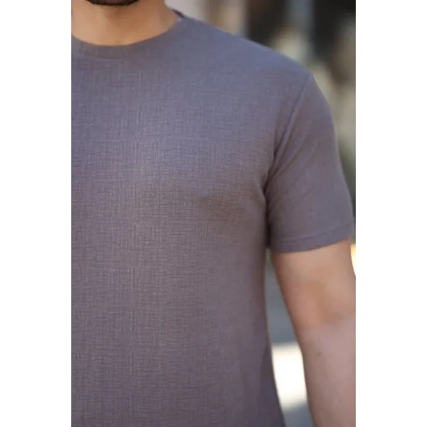 Erkek Ağaç Kabuğu Desenli Kısa Kollu T-shirt