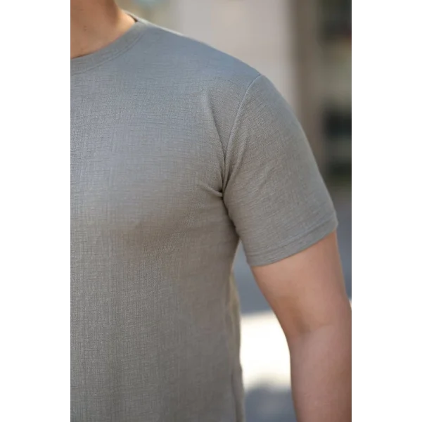 Erkek Ağaç Kabuğu Desenli Kısa Kollu T-shirt