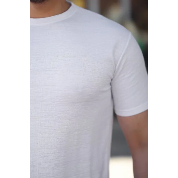 Erkek Ağaç Kabuğu Desenli Kısa Kollu T-shirt