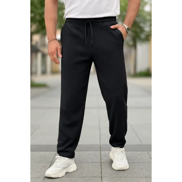 Erkek Bağcıklı Pileli Baggy Pantolon