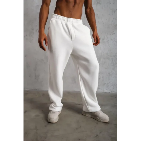 Erkek Baggy Alt Eşofman - Beyaz