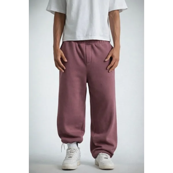 Erkek Baggy Alt Eşofman - Gül Kurusu