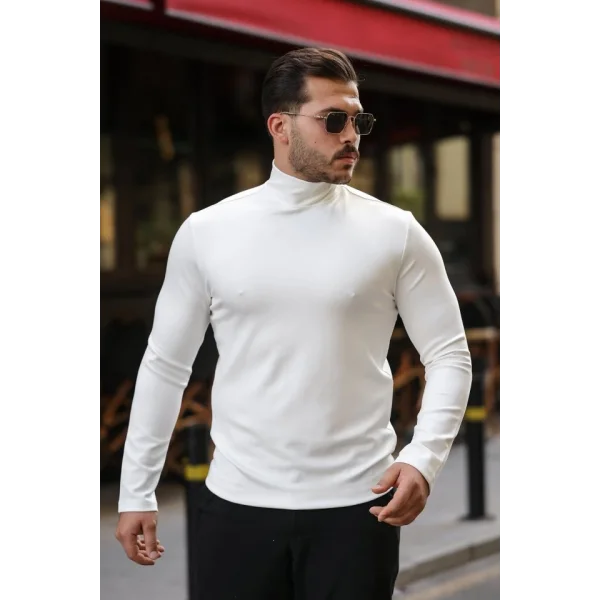 Erkek Balıkçı Yaka Modal Kumaş Esnek Kazak