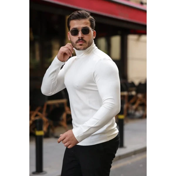 Erkek Balıkçı Yaka Modal Kumaş Esnek Kazak