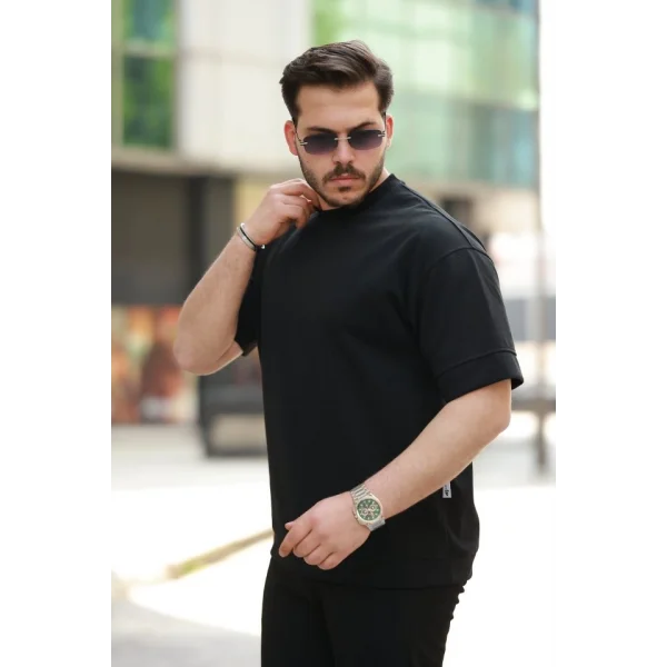 Erkek Basic Oversize Double Face Kumaş Kısa Kollu Tshirt
