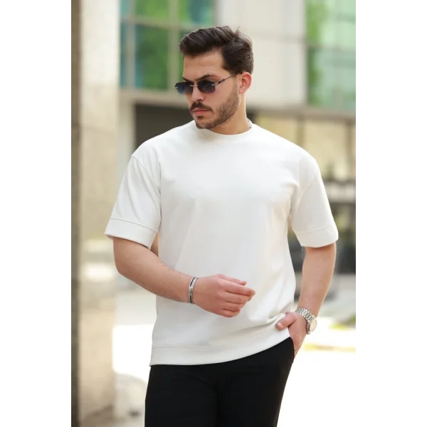 Erkek Basic Oversize Double Face Kumaş Kısa Kollu Tshirt