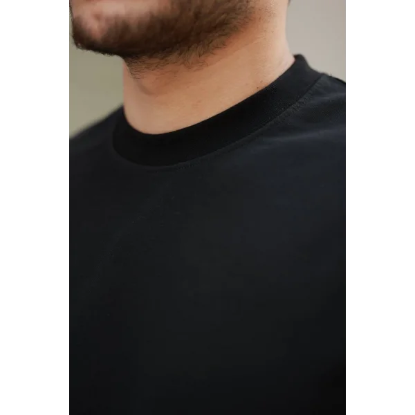 Erkek Basic Oversize Double Face Kumaş Kısa Kollu Tshirt