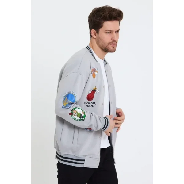 Erkek Baskılı Kolej Ceket - Gri