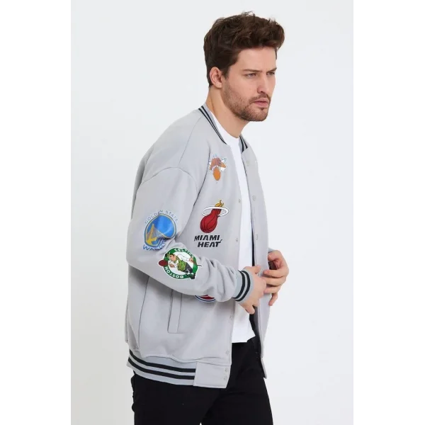 Erkek Baskılı Kolej Ceket - Gri