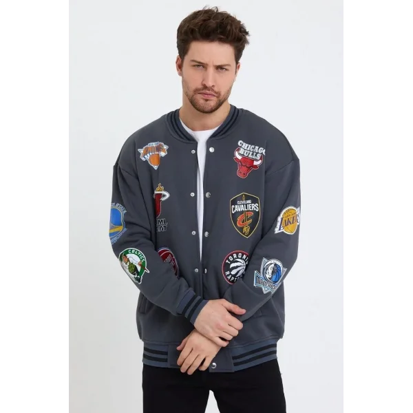 Erkek Baskılı Kolej Ceket - Lacivert