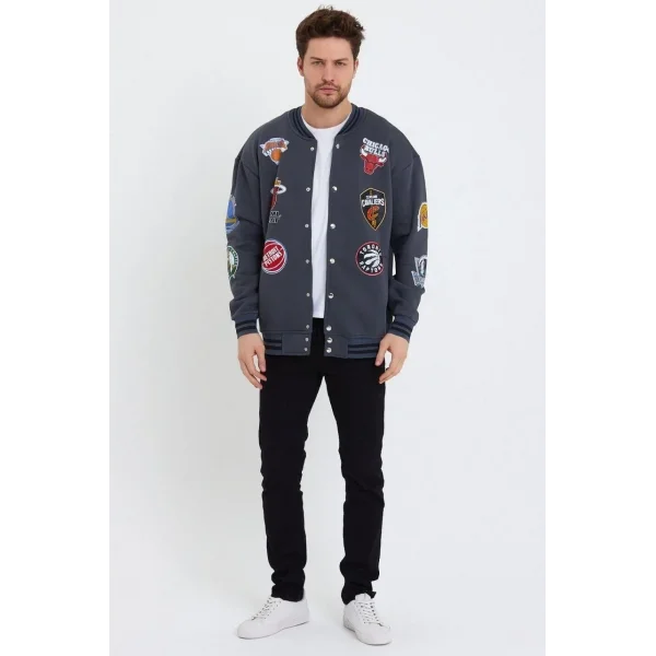 Erkek Baskılı Kolej Ceket - Lacivert