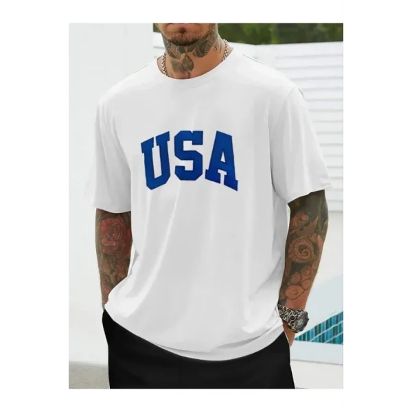 Erkek Baskılı Oversize T-shirt - Beyaz