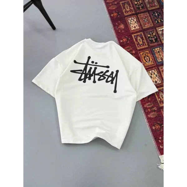 Erkek Baskılı Oversize T-shirt - Beyaz