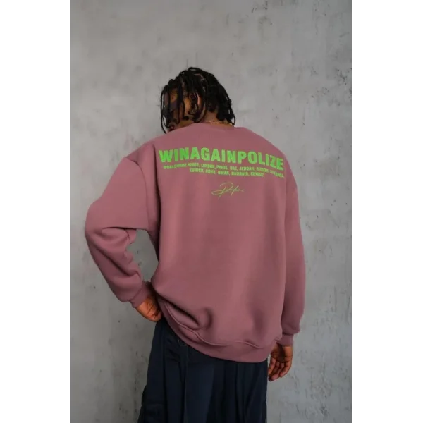 Erkek Baskılı Sweat - Gül Kurusu