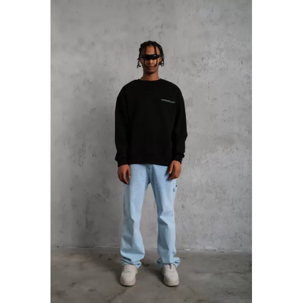 Erkek Baskılı Sweat - Siyah