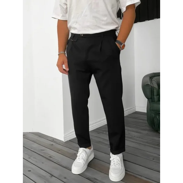 Erkek Belden Düğmeli Cepli Dokuma Pantolon