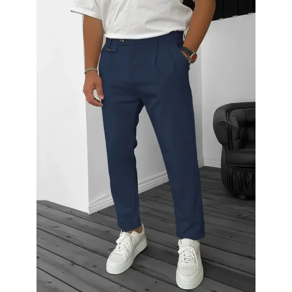 Erkek Belden Düğmeli Cepli Dokuma Pantolon