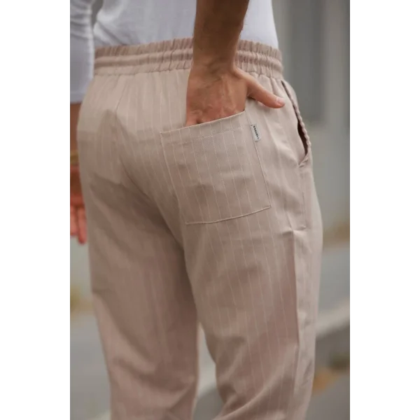 Erkek Beli Bağcıklı çizgili Pantolon