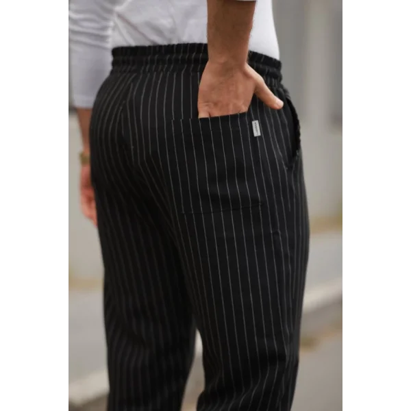 Erkek Beli Bağcıklı çizgili Pantolon
