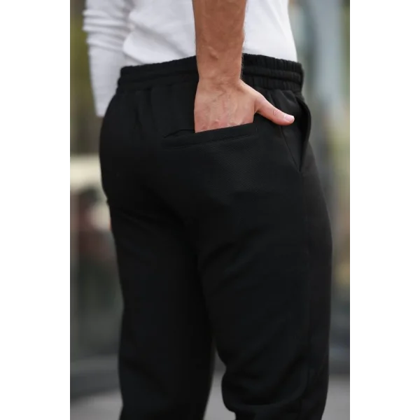 Erkek Beli Bağcıklı Duble Paça örme Pamuklu Kumaş Jogger Pantolon