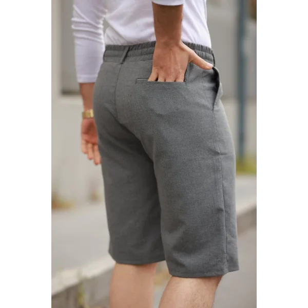 Erkek Beli Bağcıklı Ve Düğmeli Bezayağı Kumaş şort