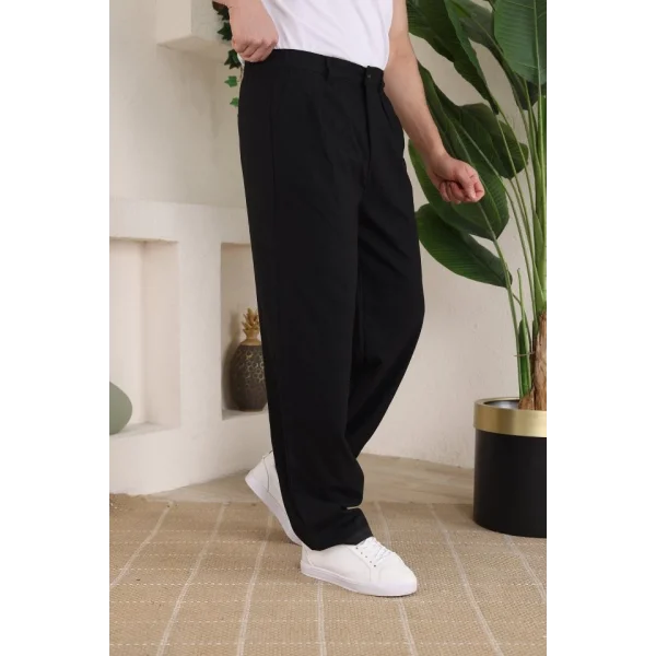 Erkek Beli Lastikli Pileli Baggy Pantolon