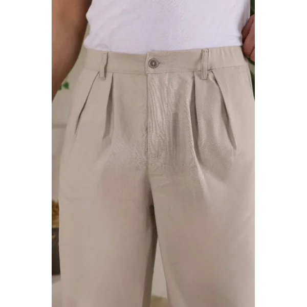 Erkek Beli Lastikli Pileli Baggy Pantolon