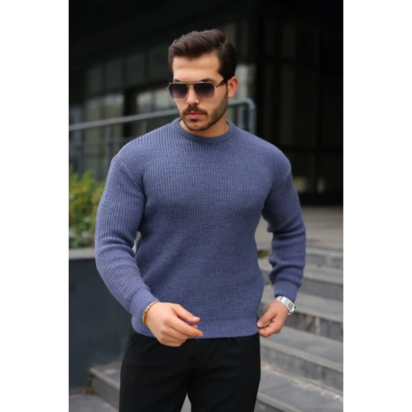 Erkek Bisiklet Yaka Örme Kazak