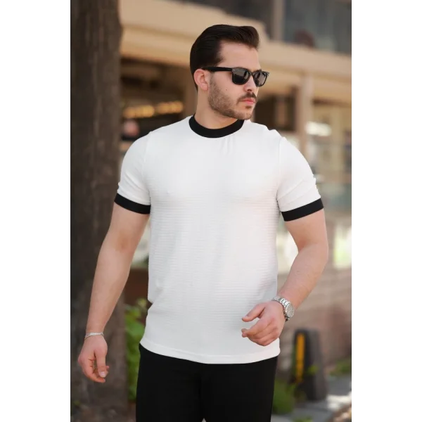 Erkek Bisiklet Yaka örme Pamuklu Kumaş Kısa Kollu T-shirt