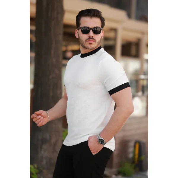 Erkek Bisiklet Yaka örme Pamuklu Kumaş Kısa Kollu T-shirt