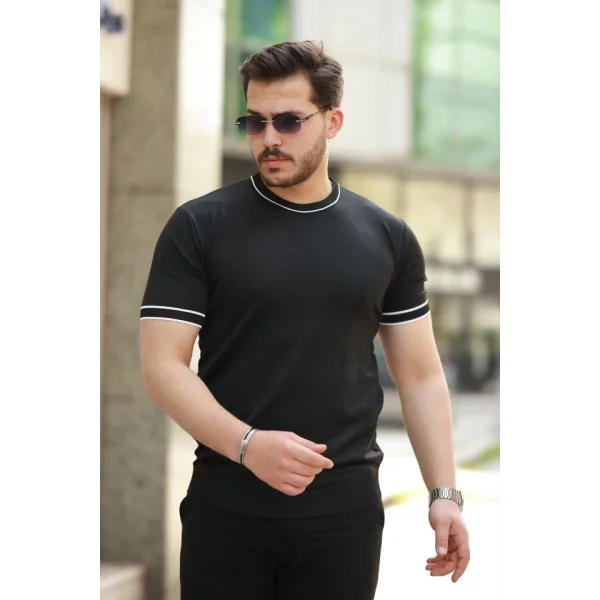 Erkek Bisiklet Yaka Ribanalı Kısa Kollu Tshirt