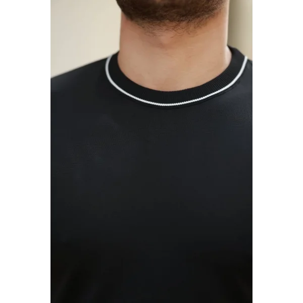 Erkek Bisiklet Yaka Ribanalı Kısa Kollu Tshirt