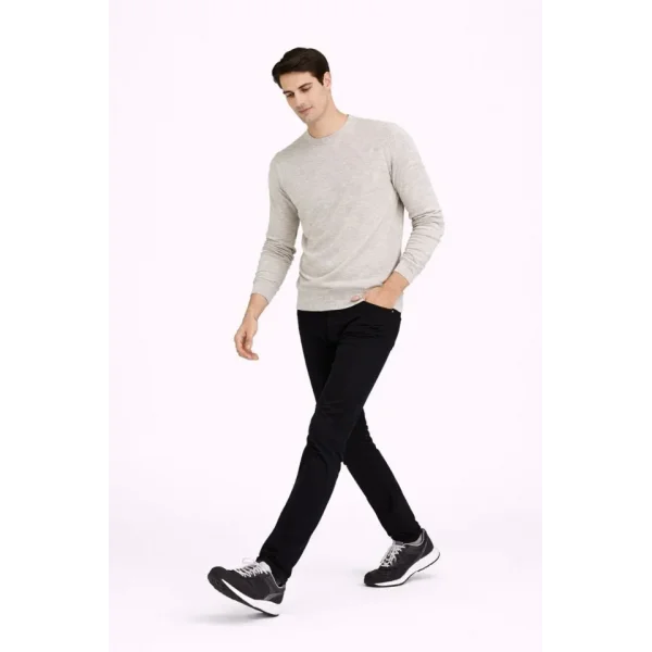 Erkek Bisiklet Yaka Triko Kazak Yumuşak Dokulu Pamuklu Ince Dokuma, Uzun Kollu Rahat Regular Kalıp - Bej