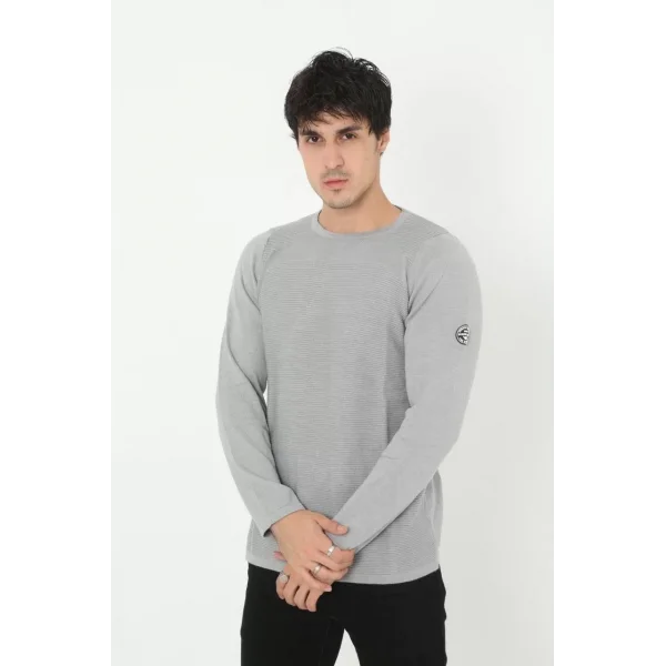 Erkek Biskilet Yaka Kolu Armalı - Gri