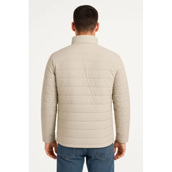 Erkek Bomber Mont Ceket – Su İtici Kumaş, Kapitone Astarlı, Fermuarlı, Kışlık - Bej